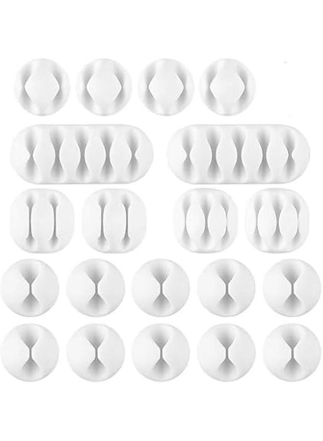 "Multi-purpose cable organizer for arranging and managing all types of cables and connectors for computers, receivers, chargers, and household devices. The pack contains 10 pieces in different sizes to fit all dimensions (OM)." - Image 1